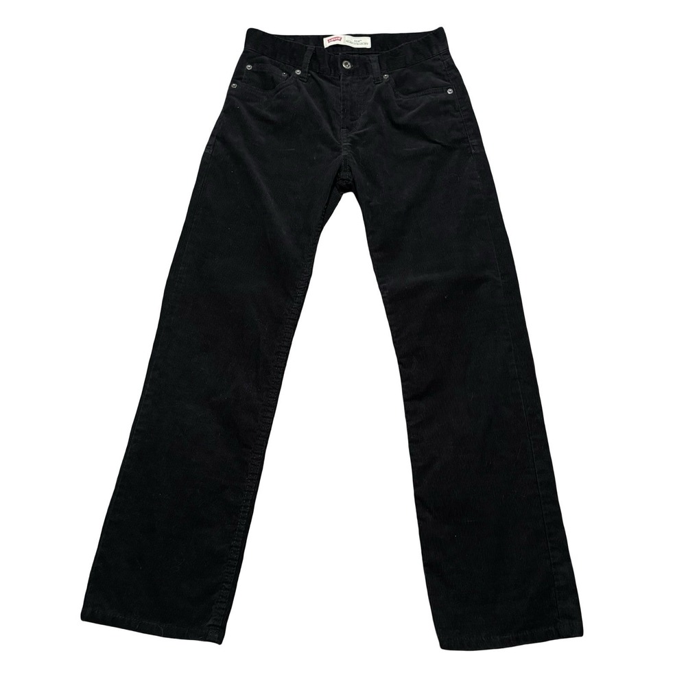 Levi's 514 High Waist Corduroy Trousers Straight Leg Black Size 14 Reg - 27x27
